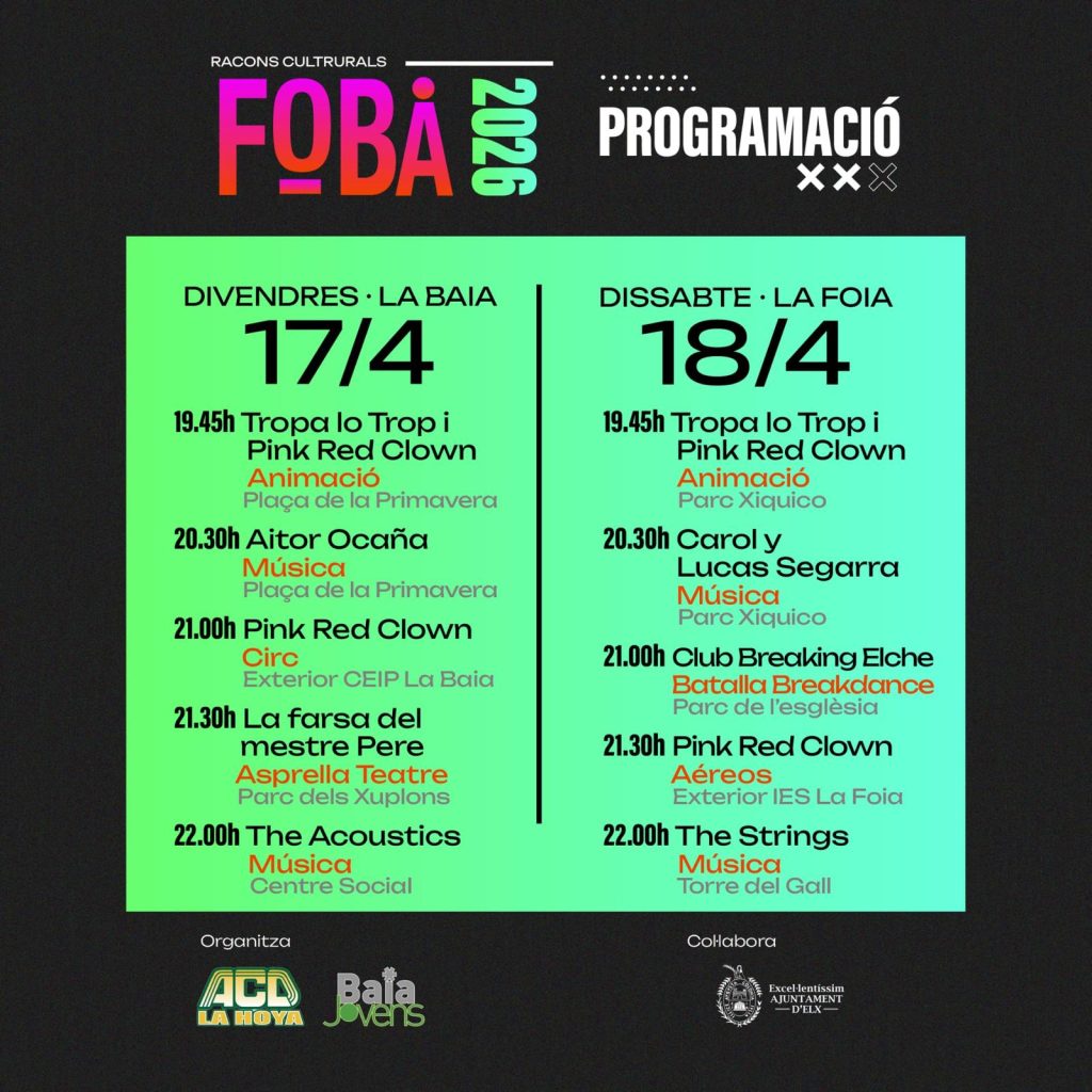FOBA. Racons CultRurals: vuelve el festival que llena de vida el Camp d’Elx